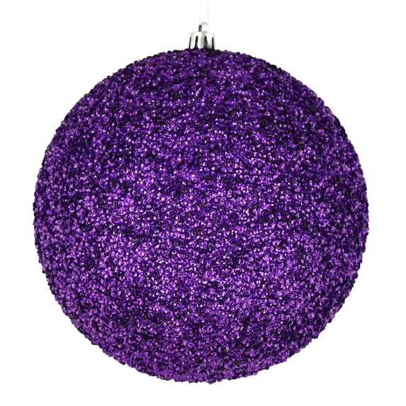 Vickerman 4" Plum Beaded Ball Ornament, 6 per Bag