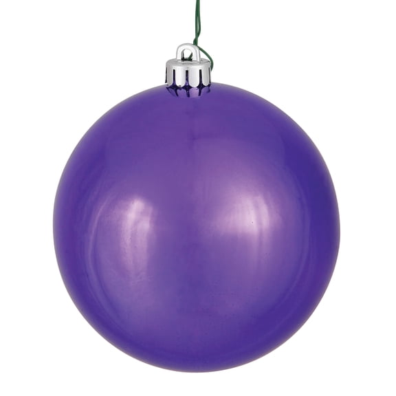 Vickerman 4" Plum Shiny Ball Ornament, 6 per Bag