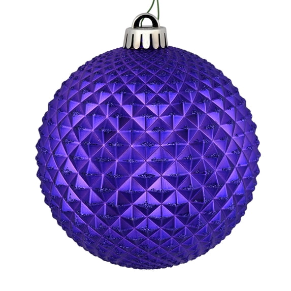 Vickerman 4" Purple Durian Glitter Ball Ornament, 6 per Bag