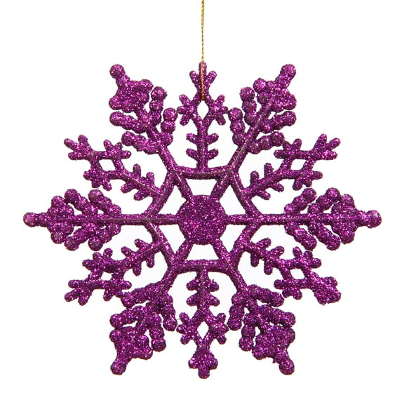 Vickerman 4" Purple Glitter Snowflake Christmas Ornament, 24 per Box