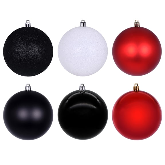 Vickerman 4" Red, Black, and White Ornament Assortment, 18 per box.