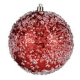 thumbnail image 1 of Vickerman 4" Red Glitter Hail Ball Ornament, 6 per Bag, 1 of 3