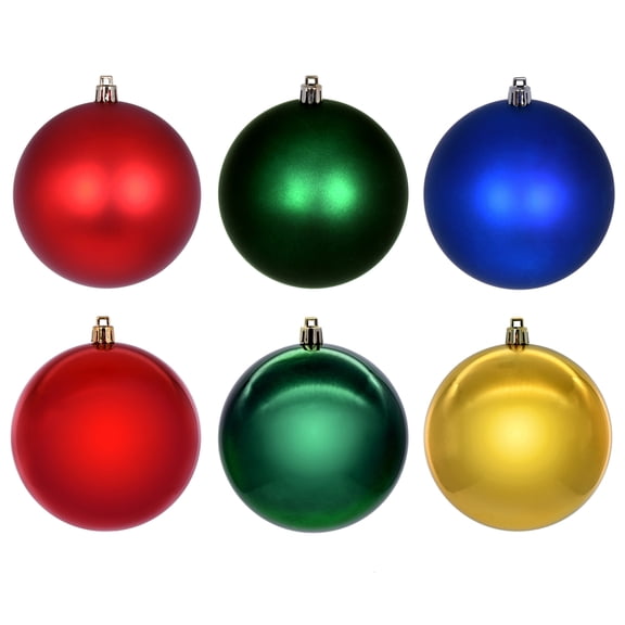 Vickerman 4" Red, Green, Gold, and Blue Ornament Assortment, 18 per box.