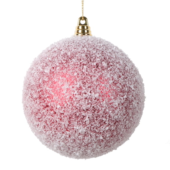 Vickerman 4" Red Matte Snow Covered Ornament, 4 per bag.