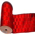 thumbnail image 1 of Vickerman 4" x 10yd Red-Red Check Gold Lame Ribbon, 1 of 2