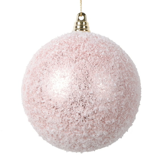 Vickerman 4" Rose Gold Matte Snow Covered Ornament, 4 per bag.