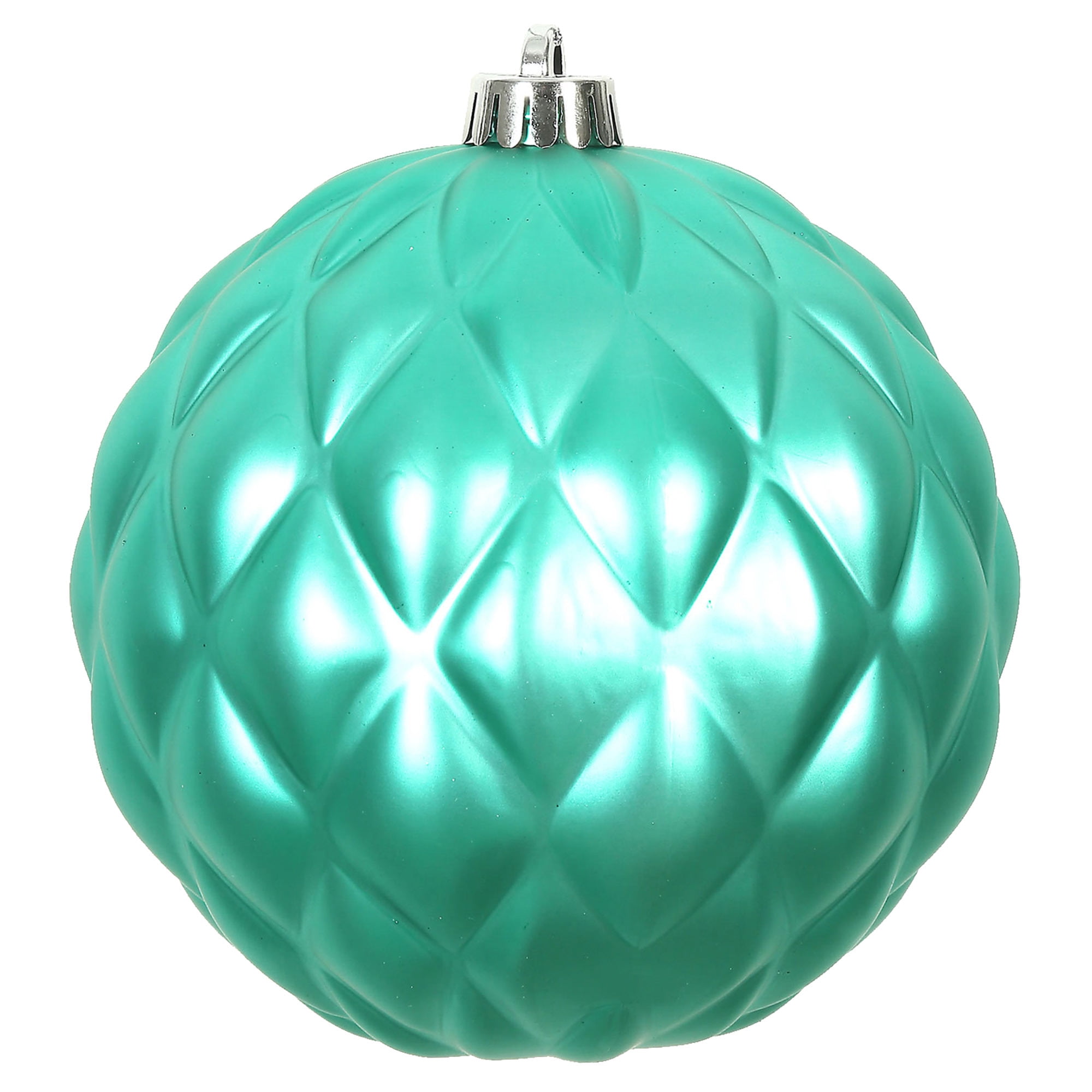 Vickerman 4" Seafoam Matte Round Pine Cone Ornament, with drilled and wired caps. Comes 6 per Bag.