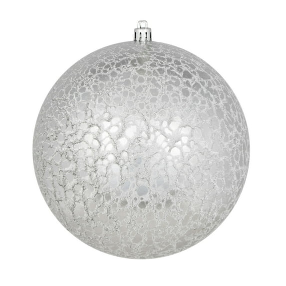 Vickerman 4" Silver Crackle Ball Ornament, 6 per Bag