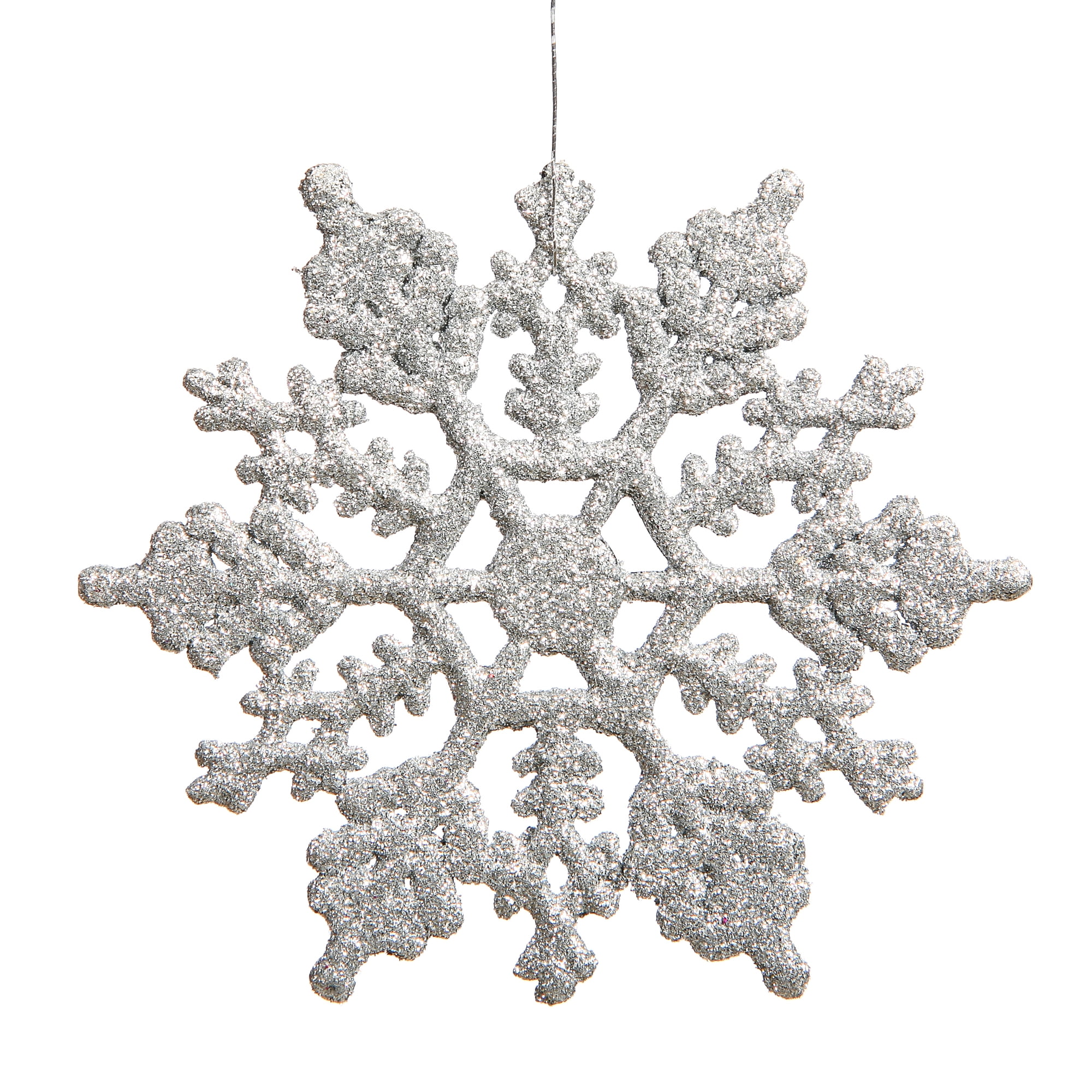 Winter Wonder Lane Silver Glitter Snowflakes Mini Ornaments, 9-Pack