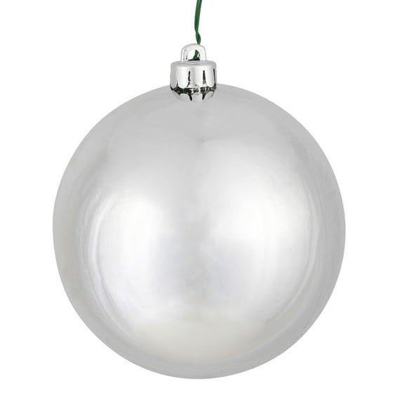 Vickerman 4" Silver Shiny Ball Ornament, 6 per Bag
