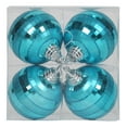 thumbnail image 1 of Vickerman 4" Turquoise Shiny and Matte Mirror Ball Christmas Ornament with Glitter Accents, 4 per Box, 1 of 2