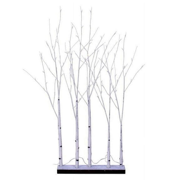 Vickerman 4' White Birch Twig Tree Grove, White 3mm Wide Angle LED, 5 Piece Set