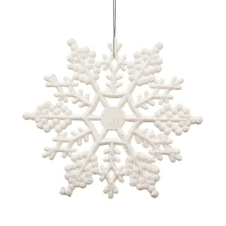 Ayieyill 6pcs Large White Snowflakes Decorations, 12 Big Plastic Glitter Snowflake for Winter Indoor Outdoor Christmas Tree Decorations Giant Craft