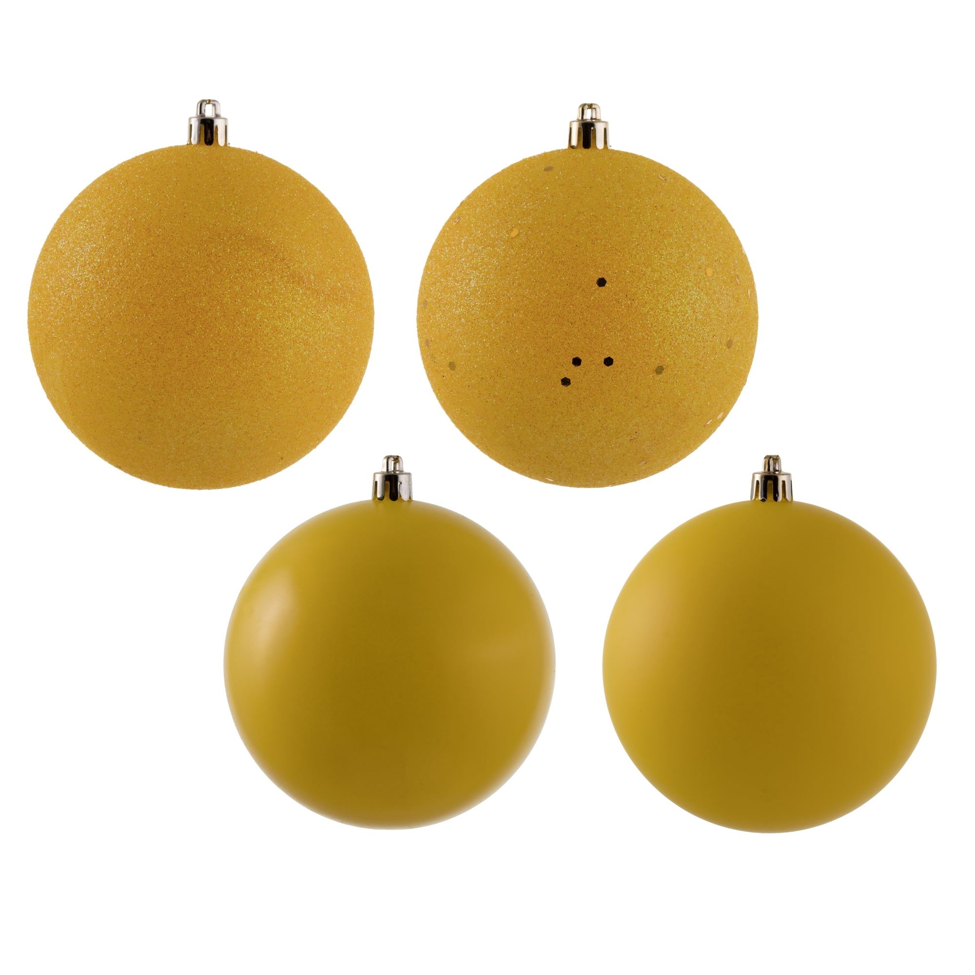 Vickerman 4" Yellow 4-Finish Ball Ornament Assortment, 12 per Box