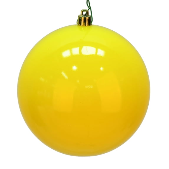 Vickerman 4" Yellow Shiny Ball Ornament, 6 per Bag