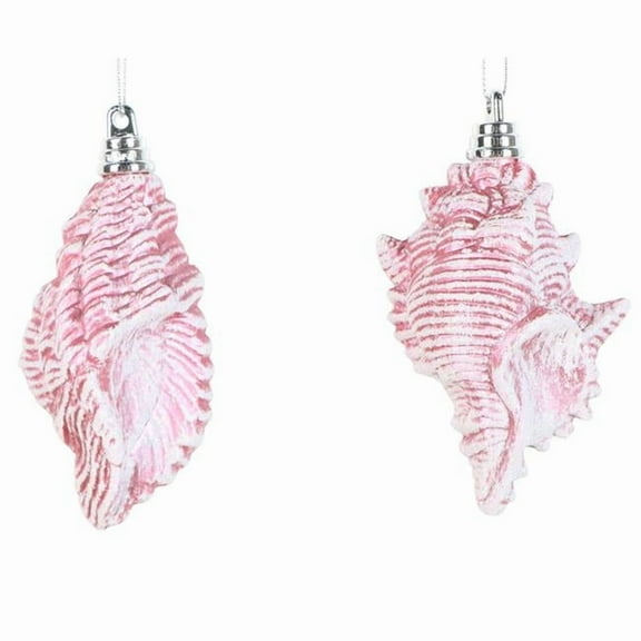Vickerman MT256879W 4 in. Pink Conch Shell Set Glitter Ornament - Set of 4