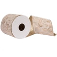 thumbnail image 1 of Vickerman 4" x 10 Yards Ivory Mgan Jacquard Gold Double Fused Back Ribbon, 1 of 4
