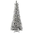 thumbnail image 1 of Vickerman 4' x 18" Flocked Ames Pine Pencil Artificial Christmas Tree, Warm White LED Lights, 1 of 2