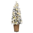 thumbnail image 1 of Vickerman 4' x 20" Flocked Kimball Potted Pine Artificial Christmas Tree, Warm White Dura-lit LED Lights, 1 of 4
