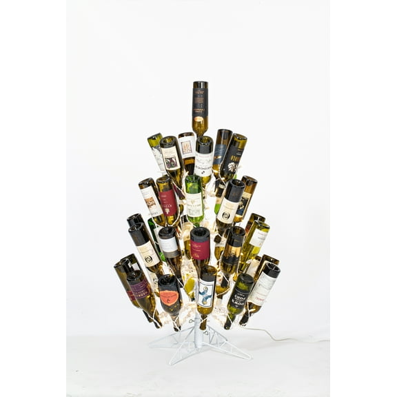Vickerman 4' x 30" Artificial White Wine Bottle DuraLit 200CL. Holds 37 bottles.