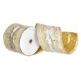 thumbnail image 1 of Vickerman Q222537 4 in. x 5 yards Gold Embroidery Two Sided Wired Edge Christmas Ribbon, Champagne, 1 of 1