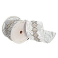 thumbnail image 1 of Vickerman 4" x 5 Yards Silver with Jewels Wired Edge Christmas Ribbon., 1 of 2