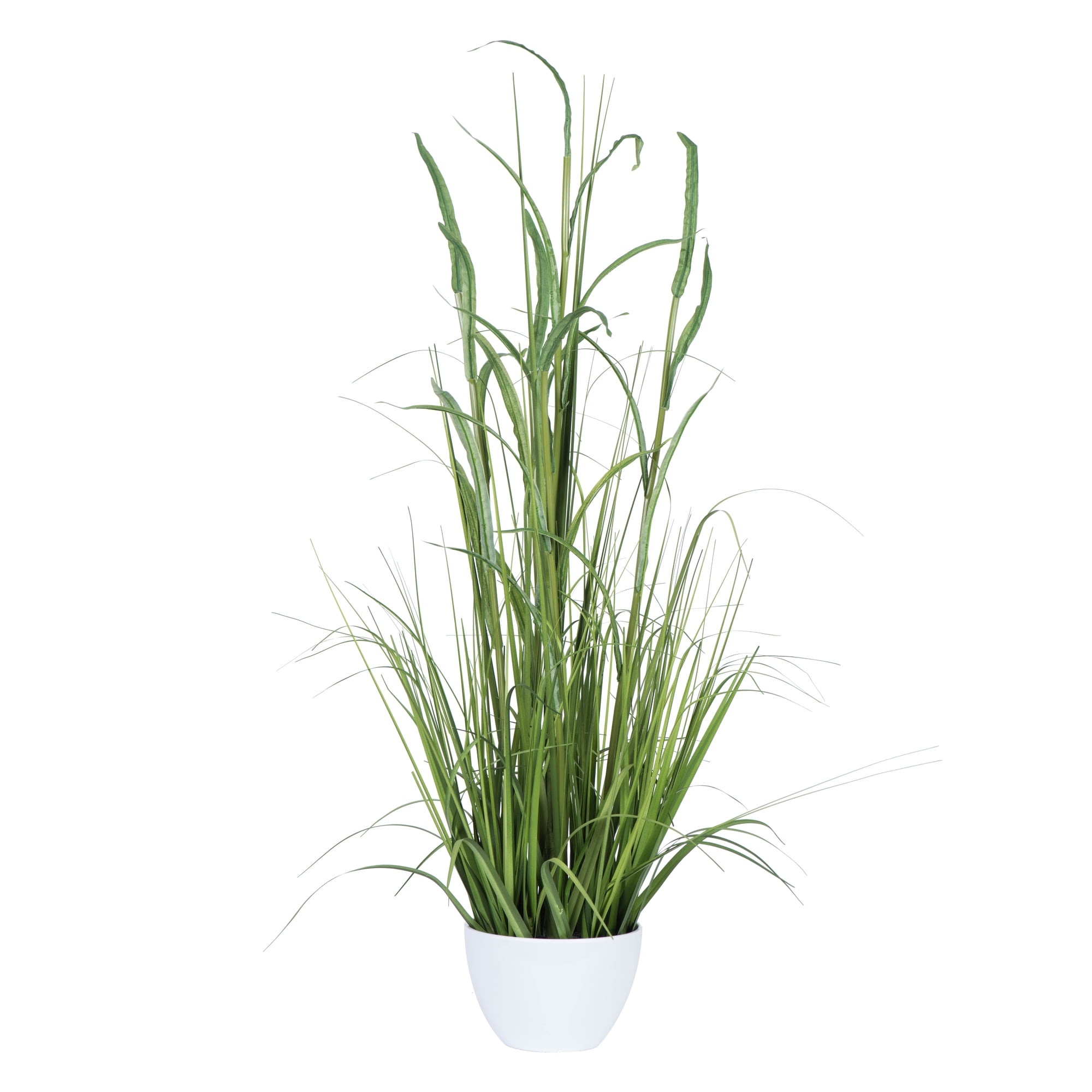 41" Green Artificial Bamboo and Grass in White Pot