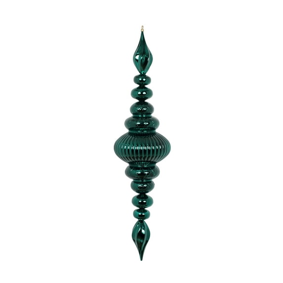 Vickerman 41" Sea Blue Shiny Finial. This large ornament is an eye catching addition to any holiday decorating project. It features a metal hook for hanging. Made with shatterproof plastic.