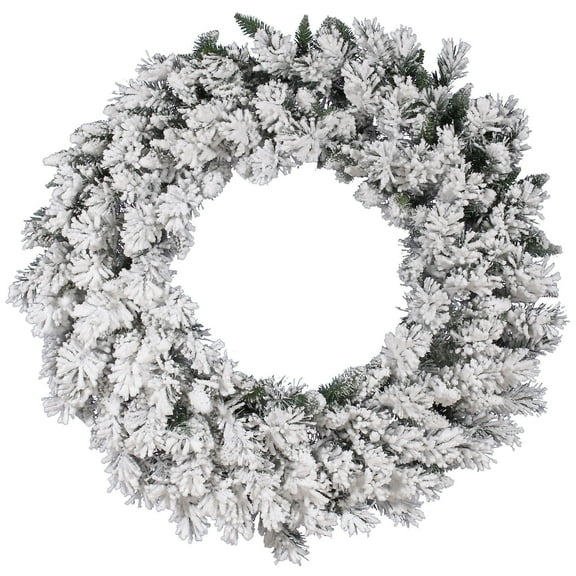 Vickerman 42" Flocked Snow Ridge Artificial Christmas Wreath, Unlit
