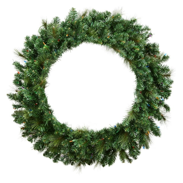 Vickerman 42" Mixed Brussels Pine Artificial Wreath, 375 PVC/Hardneedle Tips,