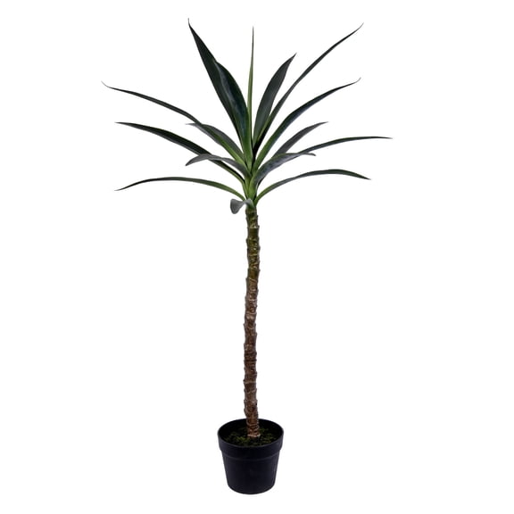 Vickerman 44" Artificial Green Yucca Tree in Black Planters Pot.