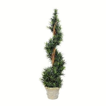 Vickerman 45" Artificial Potted Green Rosemary Spiral Tree in Paper Pot.