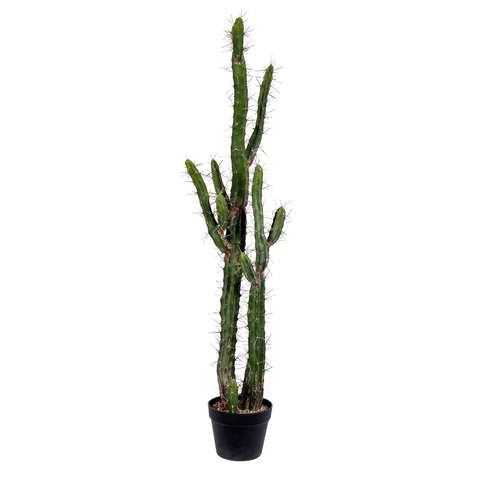 46" Green Faux Cactus in Black Plastic Planter Pot