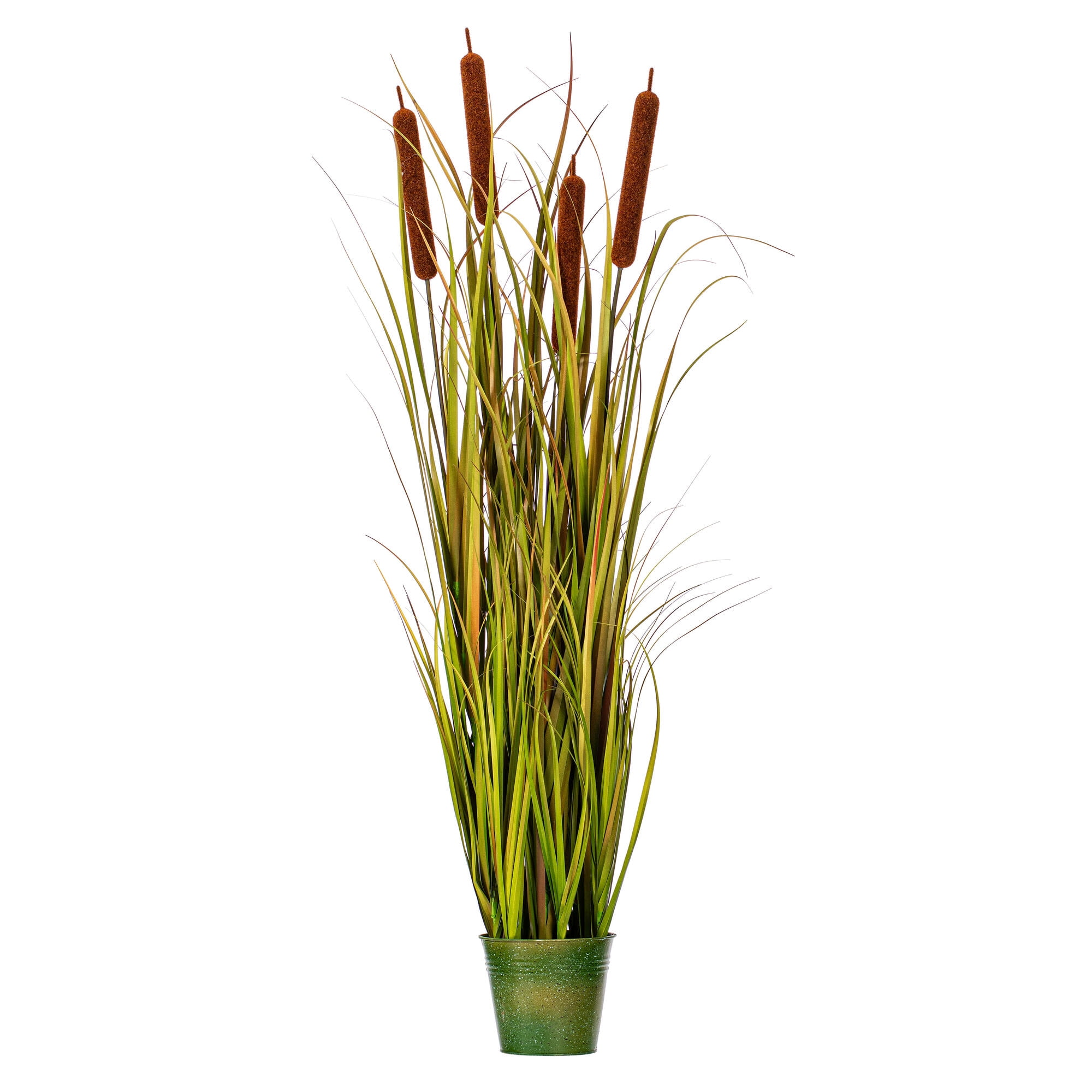 48" Green and Brown Artificial Grass Arrangement in Iron Pot
