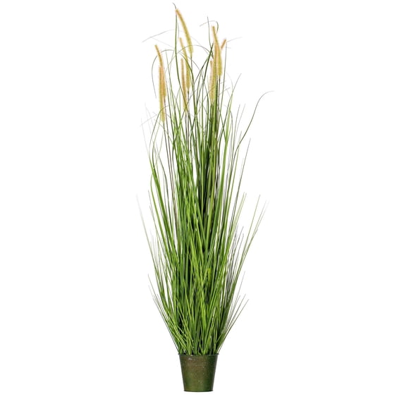Vickerman 48" Artificial Potted Green Grass and Cattails.