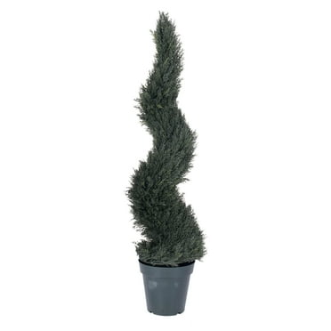 Vickerman 48" Artificial UV Resistant Pond Cypress Spiral in Two Tone Green Pot.