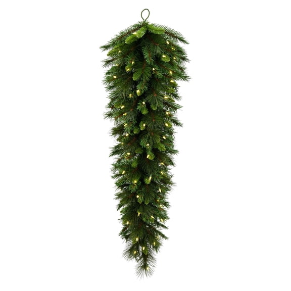 Vickerman 48" Bangor Mixed Pine Artificial Christmas Tear Drop, Warm White Dura-lit LED Mini Lights