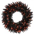 thumbnail image 1 of Vickerman 48" Black Wreath Featuring 150 Orange Dura-Lit LED lights., 1 of 1