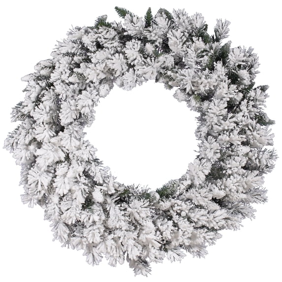 Vickerman 48" Flocked Snow Ridge Artificial Christmas Wreath, Unlit