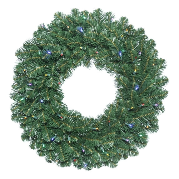 Vickerman 48" Oregon Fir Artificial Christmas Wreath, Multi-colored Single Mold LED Wide Angle Lights - Faux Holiday Wreath - Indoor Seasonal Home Wall Decor