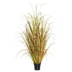 Vickerman 24-Inch Artificial Potted Grass With Cattails - Faux Greenery Decor For Home Or Office | Realistic Fake Plant In Black Pot