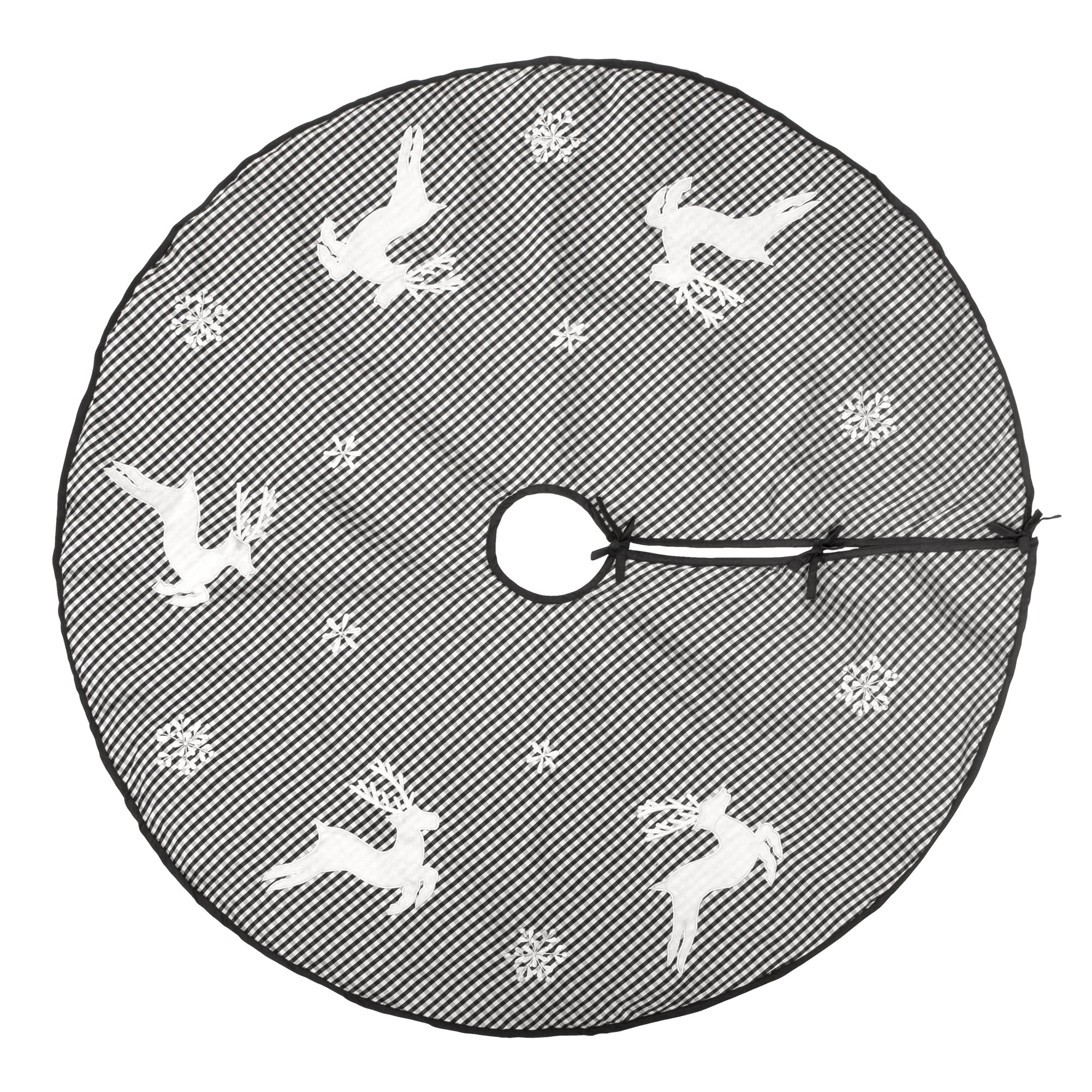 48" Black and White Checkered Reindeer Tree Skirt