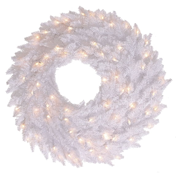 Vickerman 48" White Fir Artificial Christmas Wreath, Warm White Dura-Lit LED lights