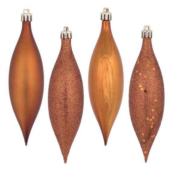 Vickerman 5.5" Copper Finial Drop Christmas Ornament, Assorted 4 Finish, 8 per Pack