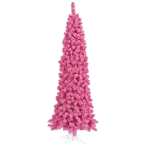 Vickerman 5.5' Flocked Pink Pencil Fir Artificial Christmas Tree, Unlit