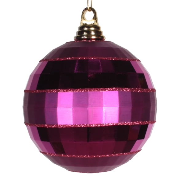 Vickerman 5.5" Fuchsia Plastic Shiny-Matte Mirror Ball with Matching Glitter