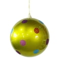 thumbnail image 1 of Vickerman 5.5" Lime Candy Finish Ball Christmas Ornament with Multi-Colored Polka Dots, 1 of 3