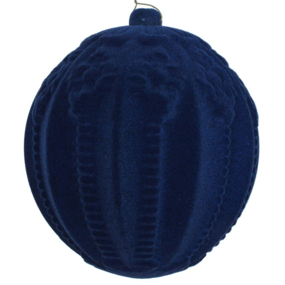 Vickerman 5.5" Midnight Blue Flocked Embossed Ball Ornament, 2 per Bag