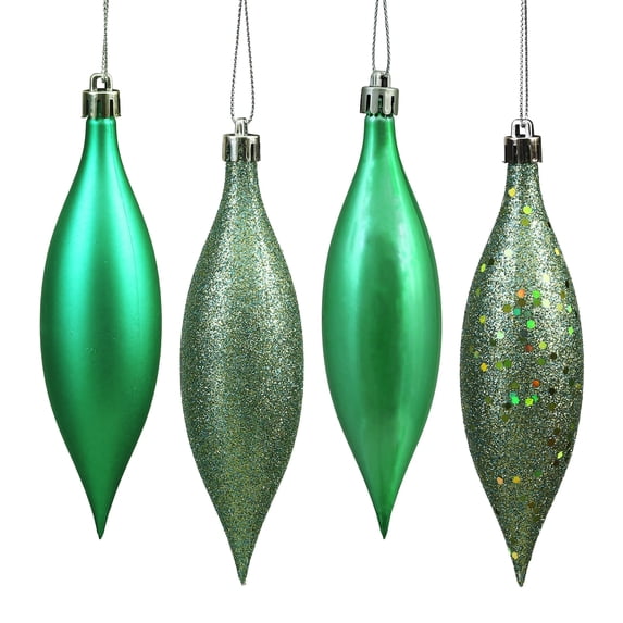 Vickerman 5.5" Sea Foam Finial Drop Christmas Ornament, Assorted 4 Finish, 8 per Pack