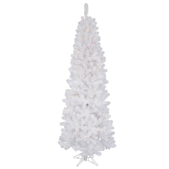 Vickerman 5.5' White Salem Pencil Pine Artificial Christmas Tree, Multi-Colored Dura-lit LED Lights